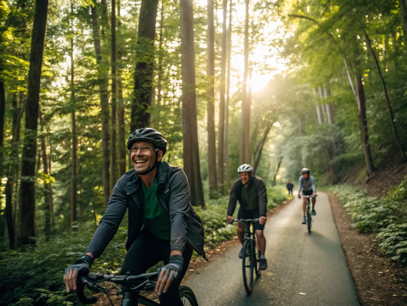 A group of cyclists of varying ages and skill levels participating in a training session on a scenic mountain road, with a focus on teamwork and skill development.